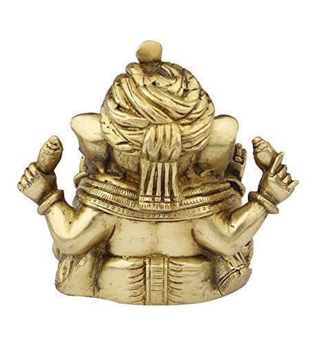 Brass Turban Ganesh Statue Golden Finish-ArtyCraftz.com