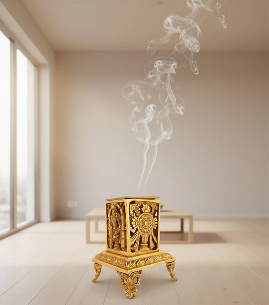 Brass Venakteshwara With Shankh and Chakra Engraved Dhoop Dani -ArtyCraftz.com