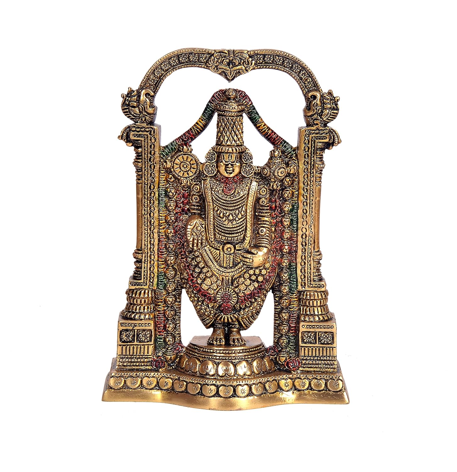 Brass Venkateshwara Idol with Arch – 8 Inch-ArtyCraftz.com