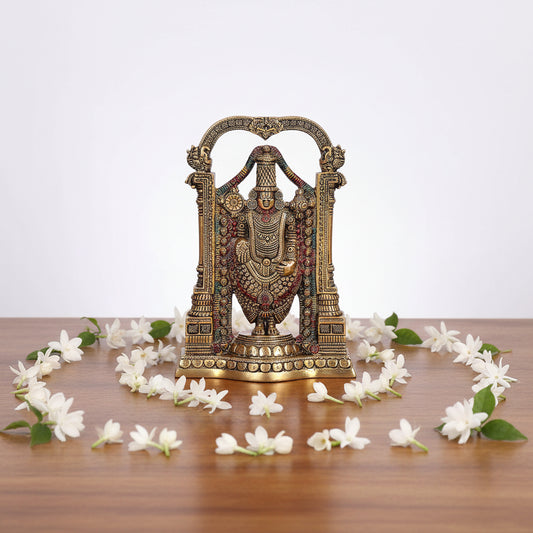 Brass Venkateshwara Idol with Arch – 8 Inch-ArtyCraftz.com