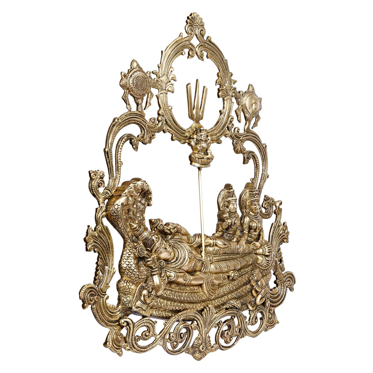 Brass Vishnu Lakshmi Wall Hanging -23.5 Inch Traditional Decor-artycraftz.com