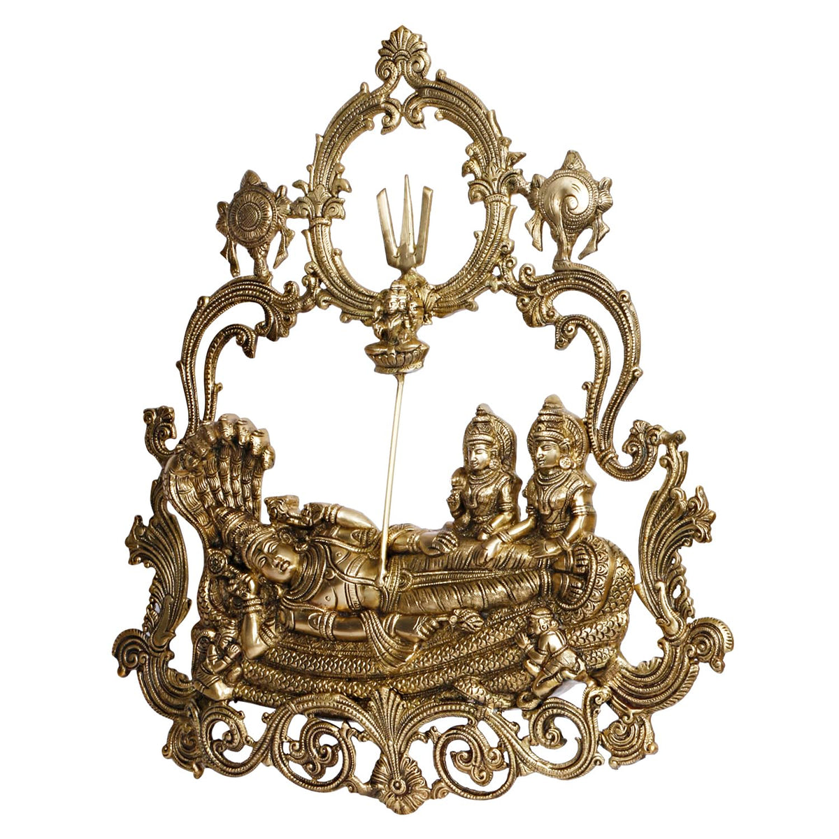 Brass Vishnu Lakshmi Wall Hanging -23.5 Inch Traditional Decor-artycraftz.com
