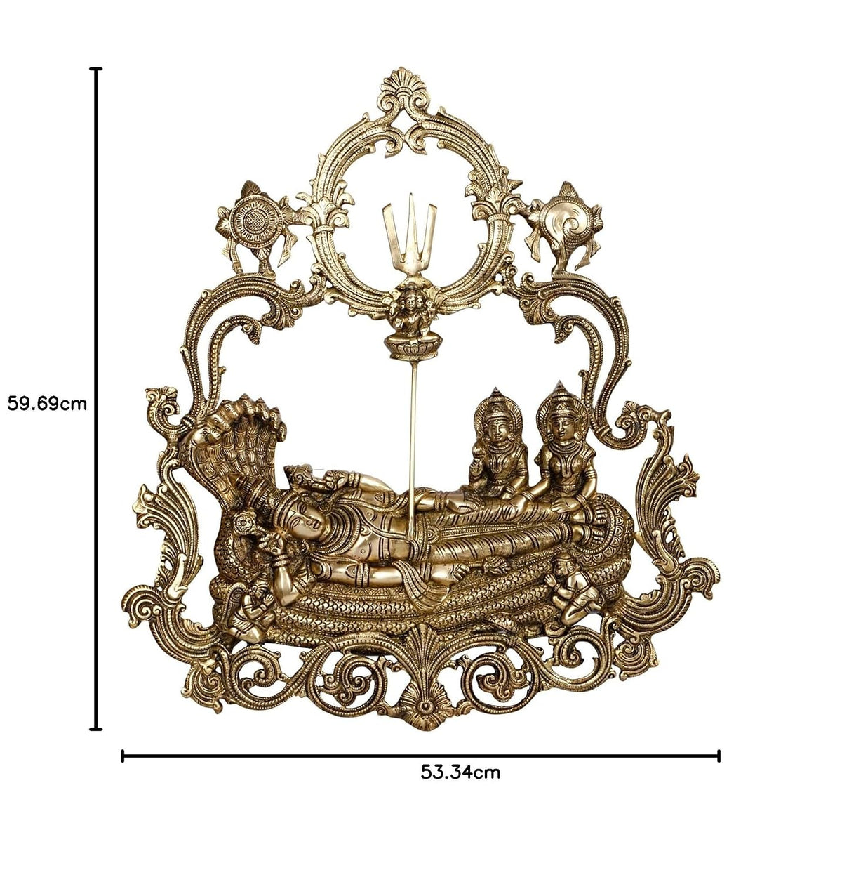 Brass Vishnu Lakshmi Wall Hanging -23.5 Inch Traditional Decor-artycraftz.com