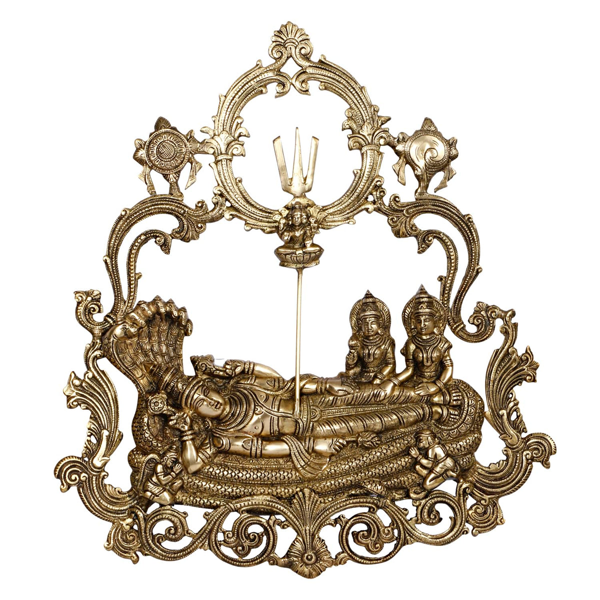 Brass Vishnu Lakshmi Wall Hanging -23.5 Inch Traditional Decor-artycraftz.com