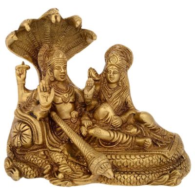 Brass Vishnu Lakshmi with Sheshnag