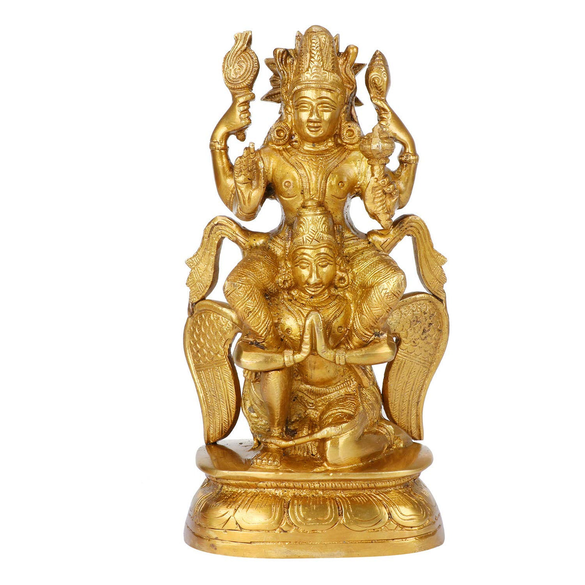 Brass Vishnu Riding On Garuda 7 Inches Idol-artycraftz.com