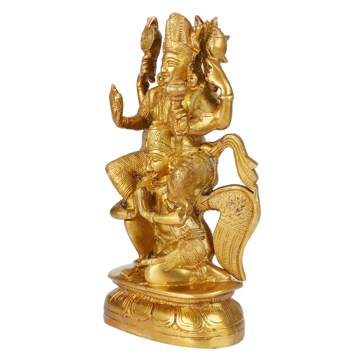 Brass Vishnu Riding On Garuda 7 Inches Idol-artycraftz.com