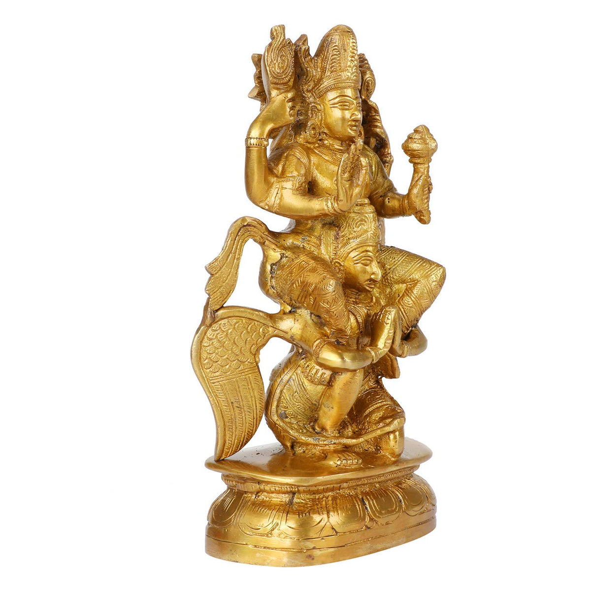 Brass Vishnu Riding On Garuda 7 Inches Idol-artycraftz.com