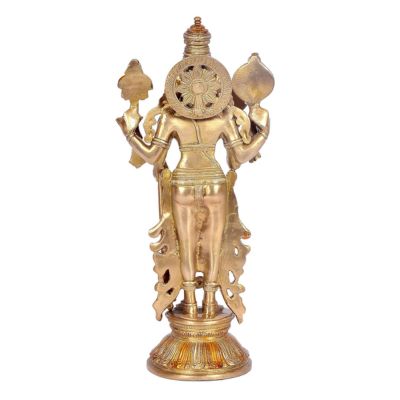 Brass Vishnu Standing on Base Idol