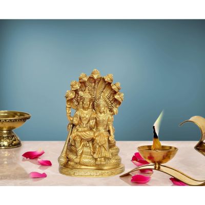 Brass Vishnu with Lakshmi on Adishesha Statue