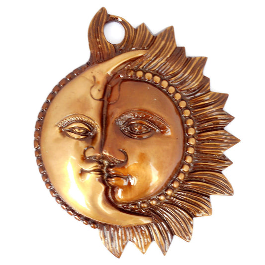 Brass Wall Hanging of Sun and Moon for Home and WallDeco - ArtyCraftz.com