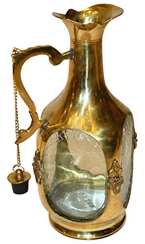 Brass and glass jug with four brass tumblers-ArtyCraftz.com