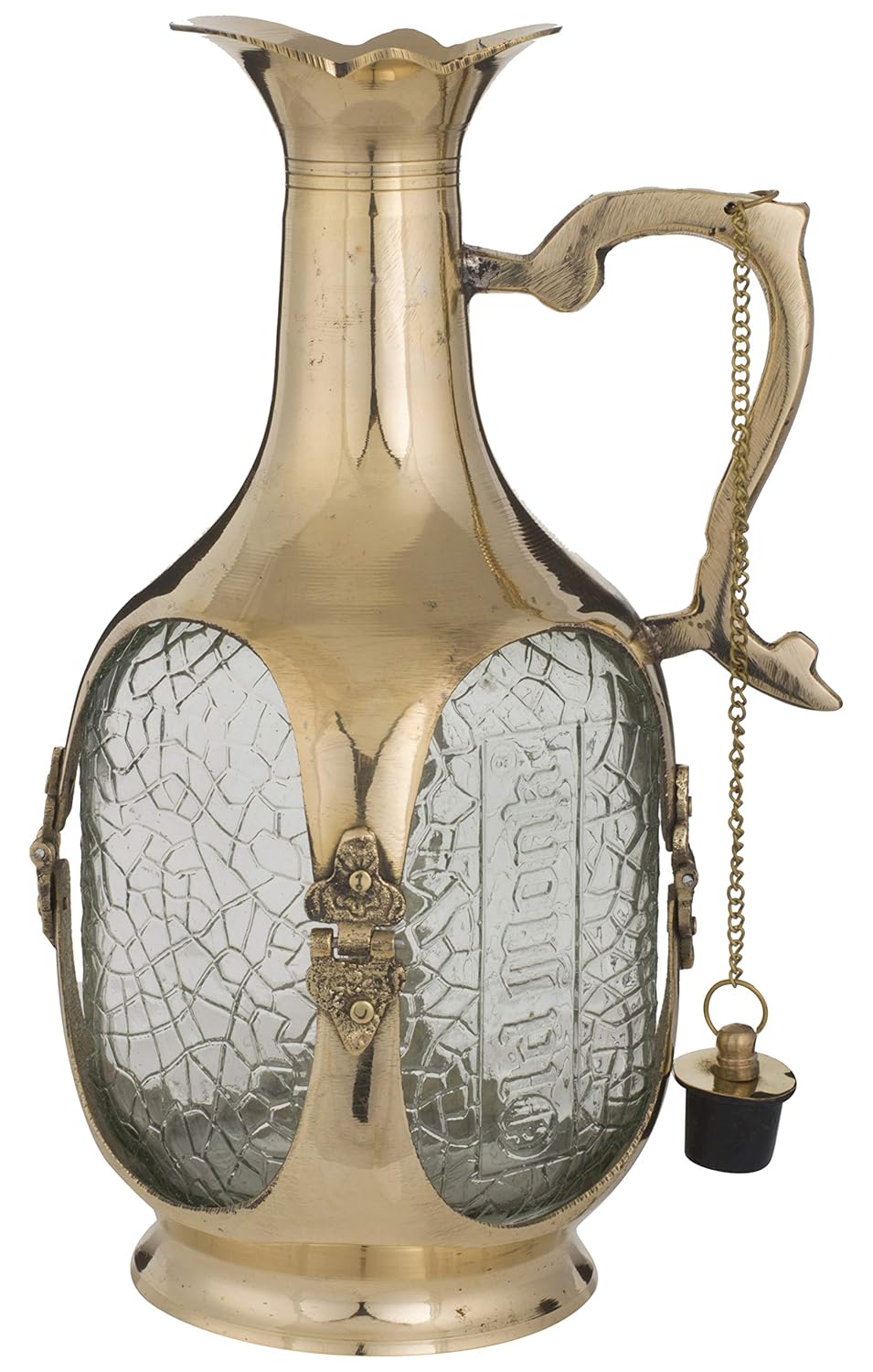 Brass and glass jug with four brass tumblers-ArtyCraftz.com