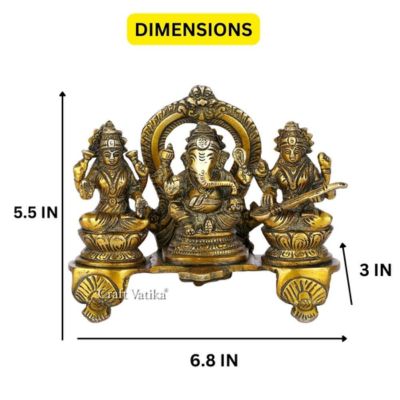 Brass lakshmi Ganesh and Saraswati Idol