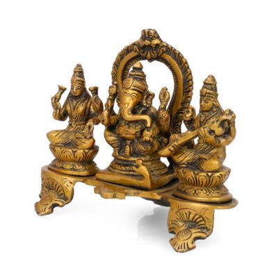 Brass lakshmi Ganesh and Saraswati Idol