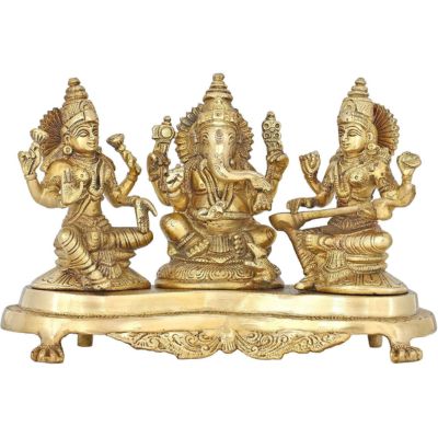 Brass laxmi Ganesh and Saraswati Statue