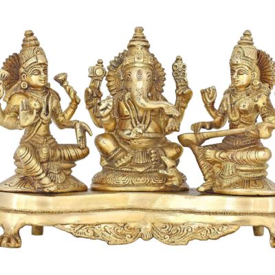 Brass laxmi Ganesh and Saraswati Statue