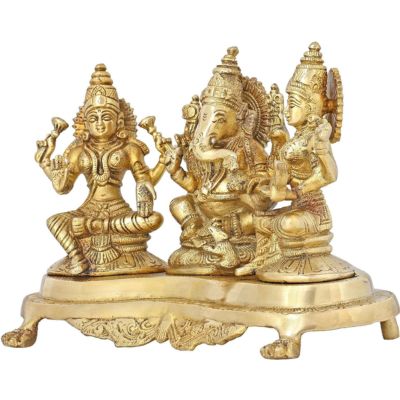 Brass laxmi Ganesh and Saraswati Statue