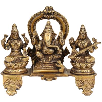 Brass lakshmi Ganesh and Saraswati Idol