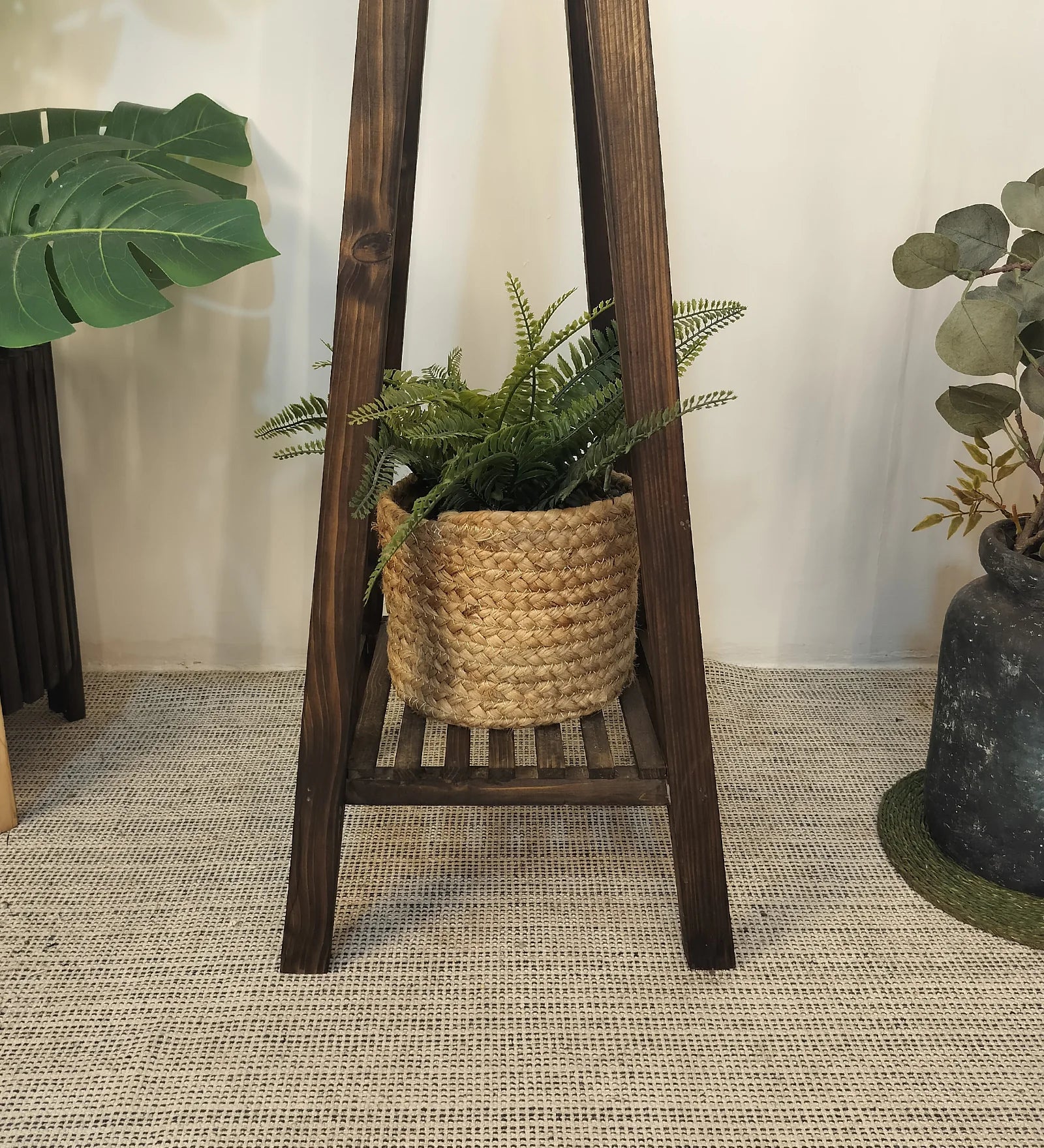 Brielle Wooden Floor Lamp with Brown Base and Beige Fabric Lampshade - ArtyCraftz.com