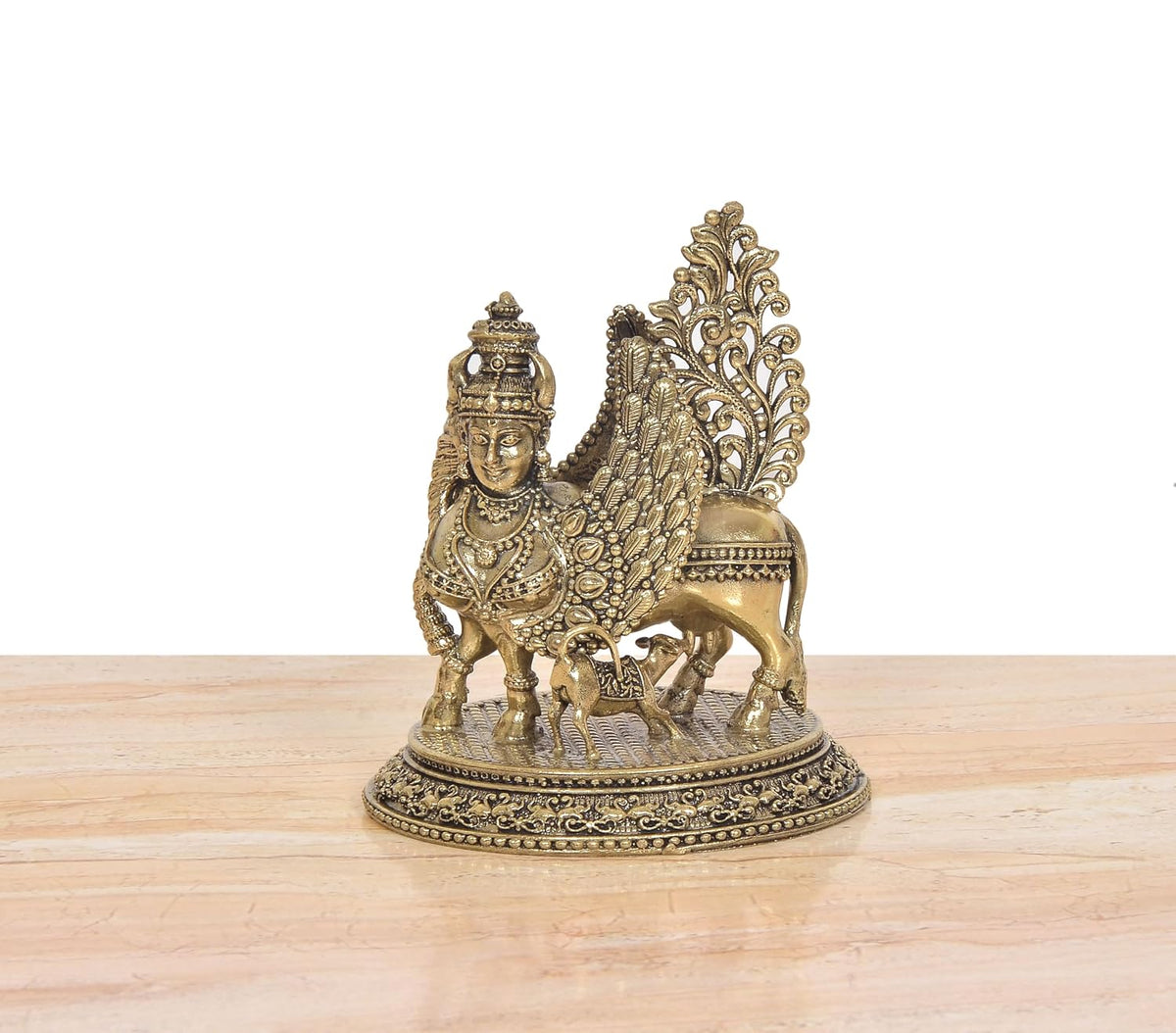 Bronze Cow and Calf Statue with Ornate Decorative Base and Intricate Sculpted Details, 4.5 Inch-artycraftz.com