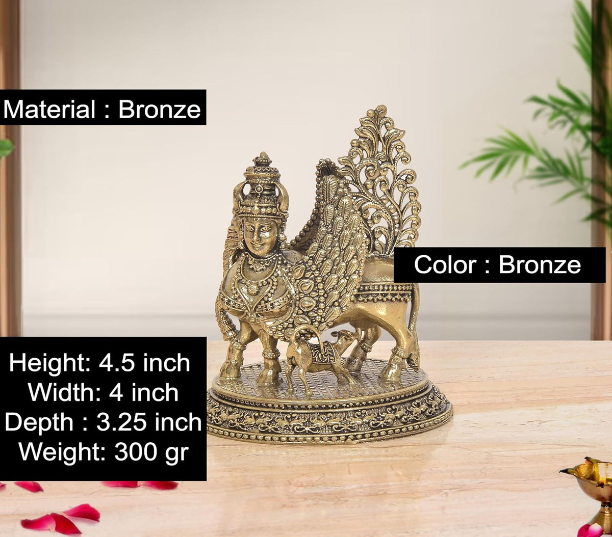 Bronze Cow and Calf Statue with Ornate Decorative Base and Intricate Sculpted Details, 4.5 Inch-artycraftz.com