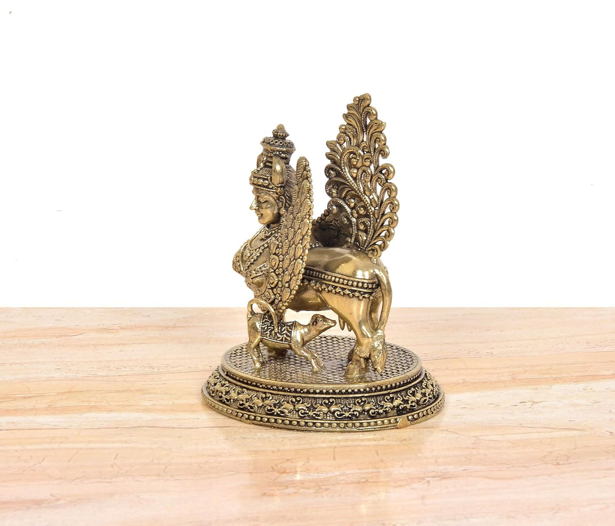 Bronze Cow and Calf Statue with Ornate Decorative Base and Intricate Sculpted Details, 4.5 Inch-artycraftz.com