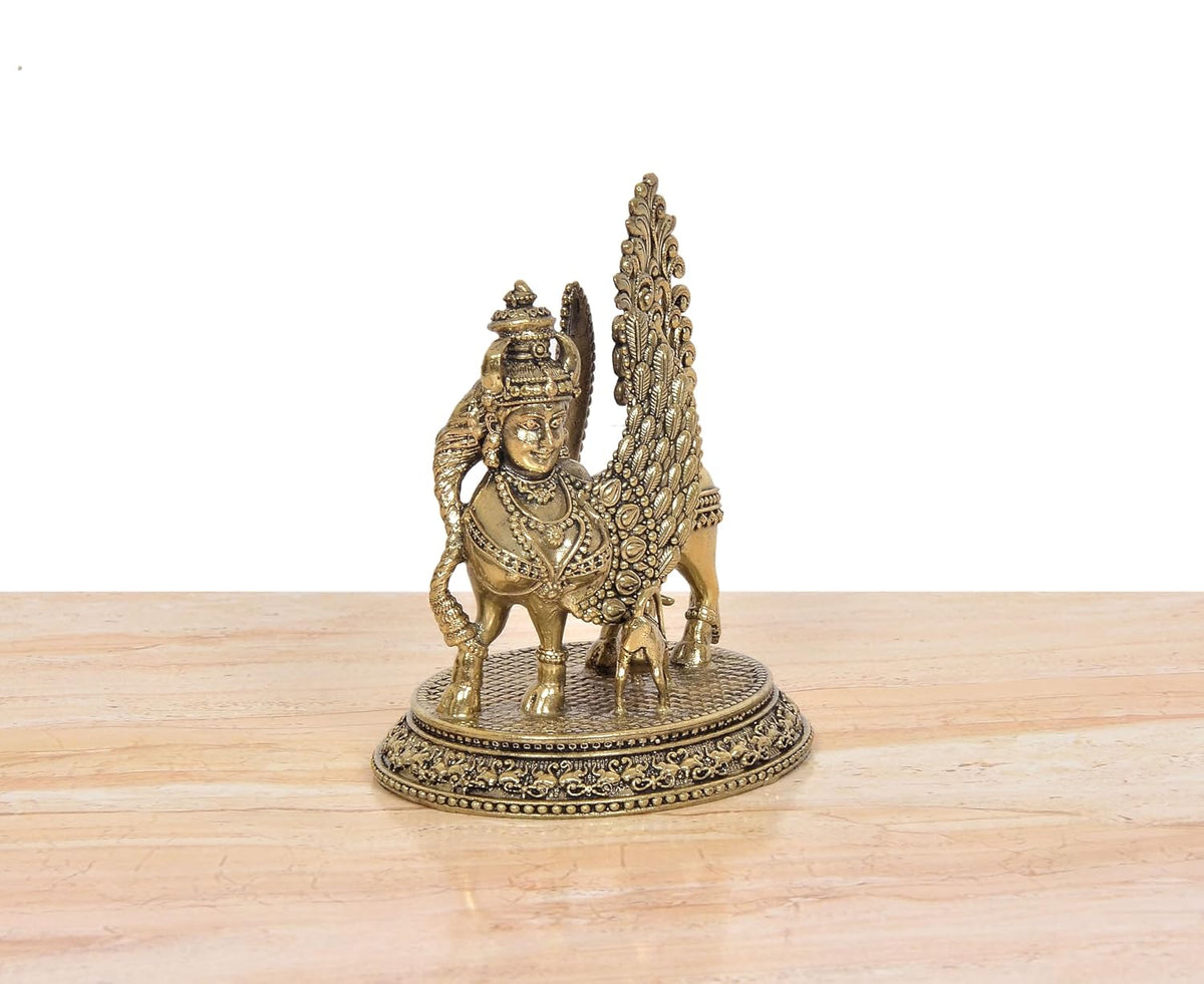 Bronze Cow and Calf Statue with Ornate Decorative Base and Intricate Sculpted Details, 4.5 Inch-artycraftz.com