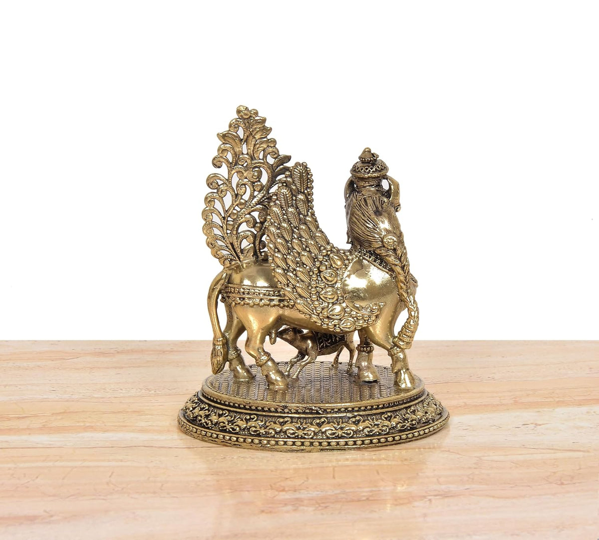 Bronze Cow and Calf Statue with Ornate Decorative Base and Intricate Sculpted Details, 4.5 Inch-artycraftz.com