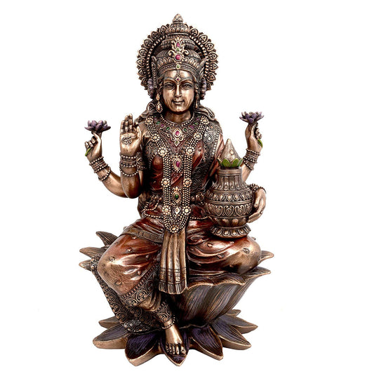 Bronze Large Dhan Lakshmi Standing, Height 12" - ArtyCraftz.com