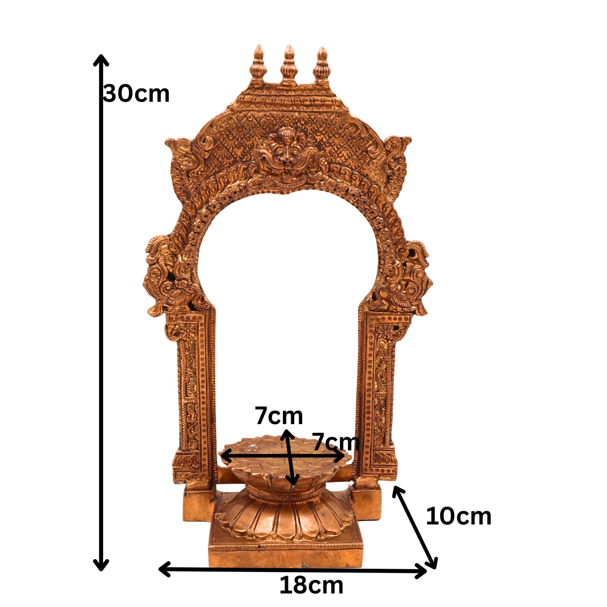 Bronze Lotus Chowki With Prabhavali, Panchaloha Kamal Peetha Stand for God Idol, Handcrafted Temple Sinhasan Bajot for Pooja Mandir Decor-ArtyCraftz.com