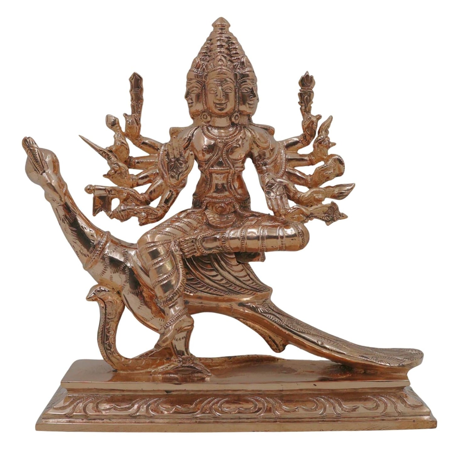 Bronze Murugan Arumugan Showpiece 15 x 15 x 6 cm Peacock Idol-ArtyCraftz.com