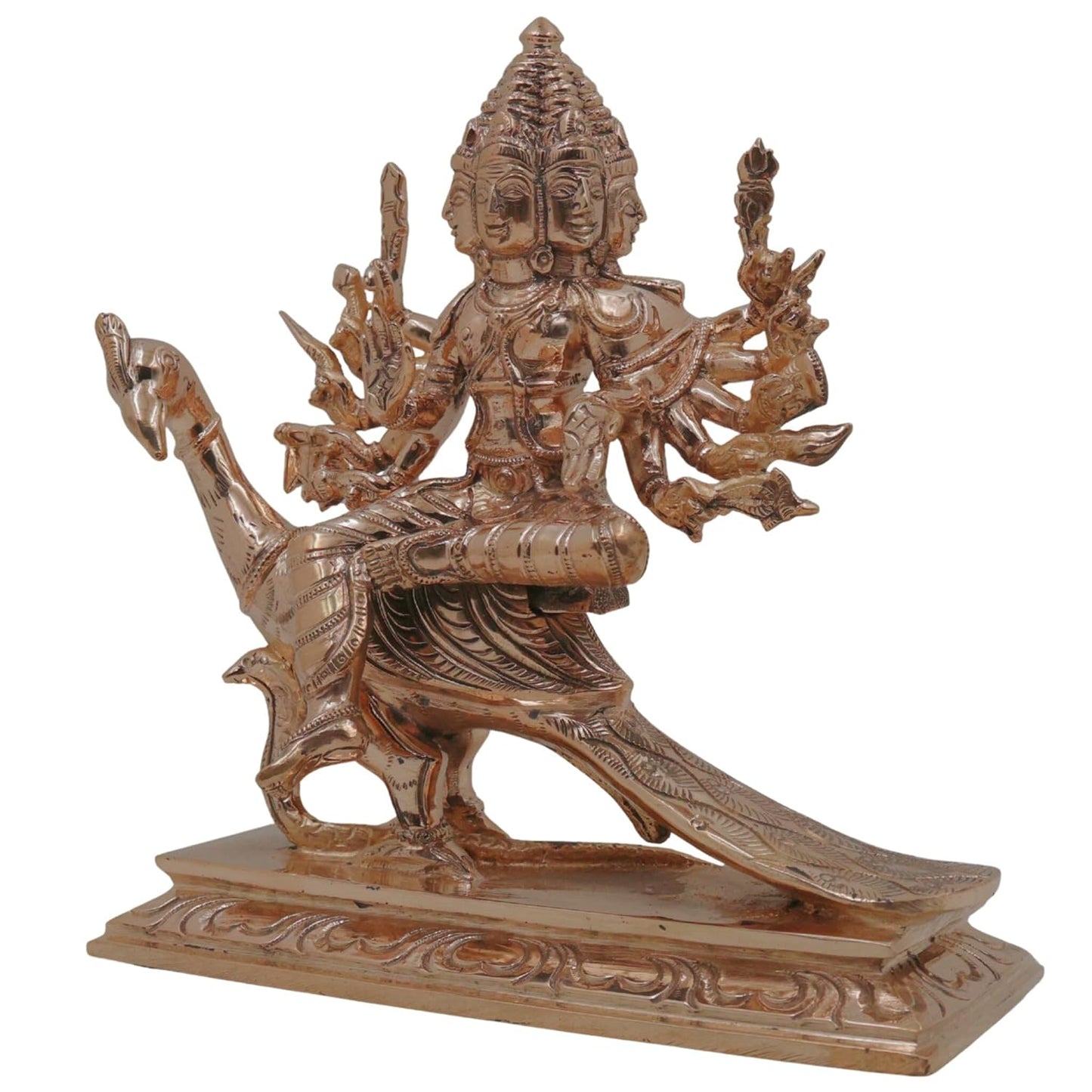 Bronze Murugan Arumugan Showpiece 15 x 15 x 6 cm Peacock Idol-ArtyCraftz.com