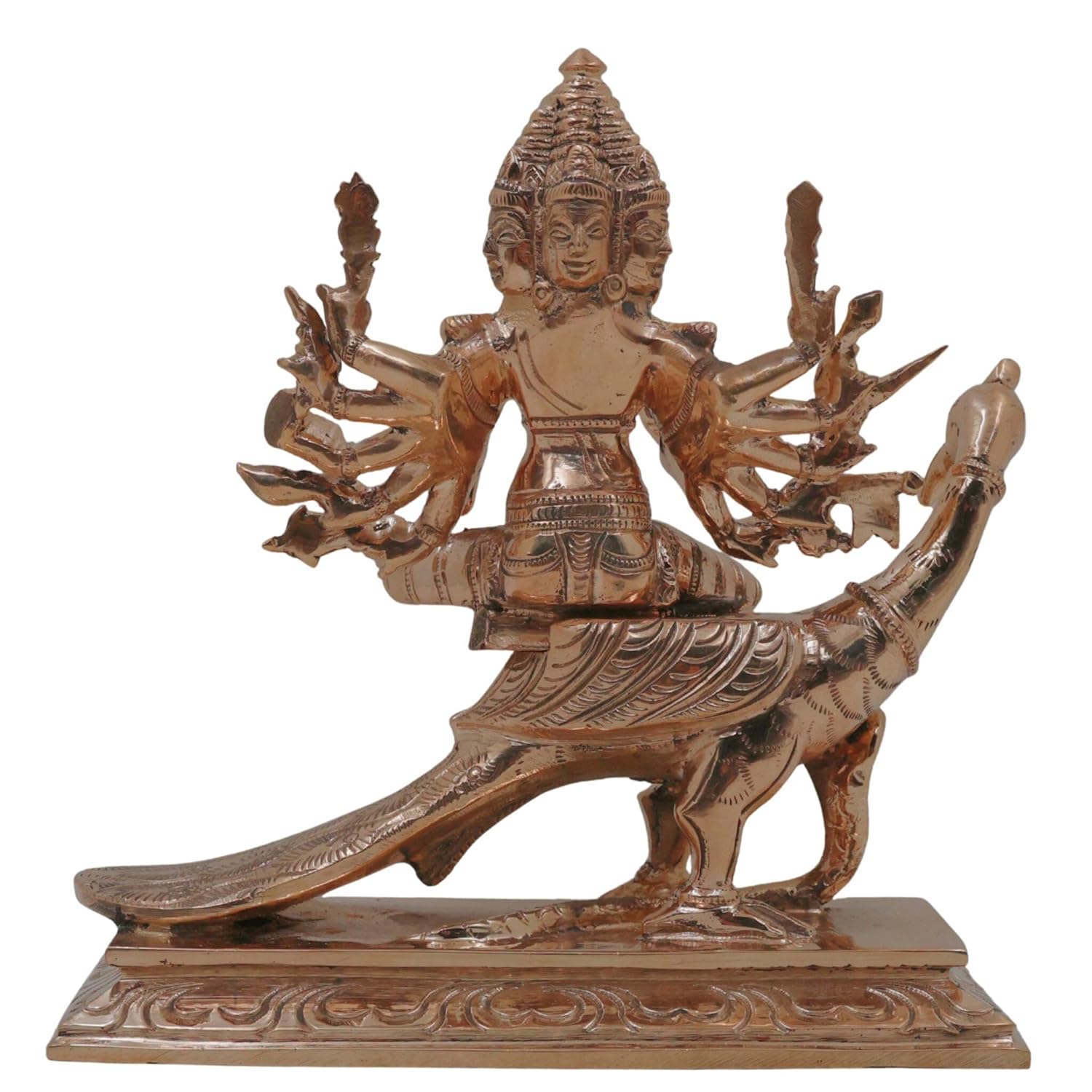 Bronze Murugan Arumugan Showpiece 15 x 15 x 6 cm Peacock Idol-ArtyCraftz.com