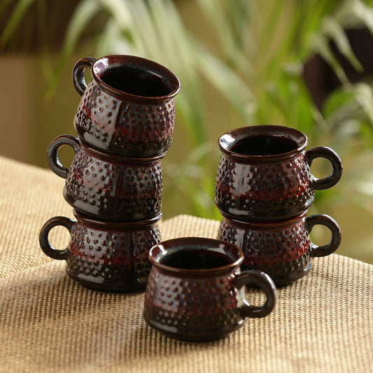 Brown Dotted Hand Glazed Studio Pottery Ceramic Tea & Coffee Cups-ArtyCraftz.com