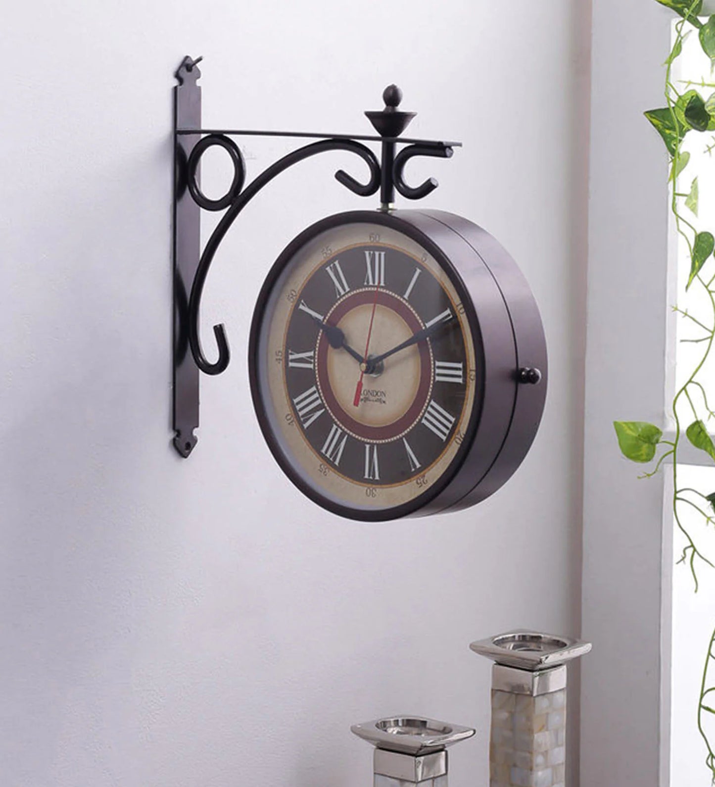 Brown Metal Analog Platform Clock