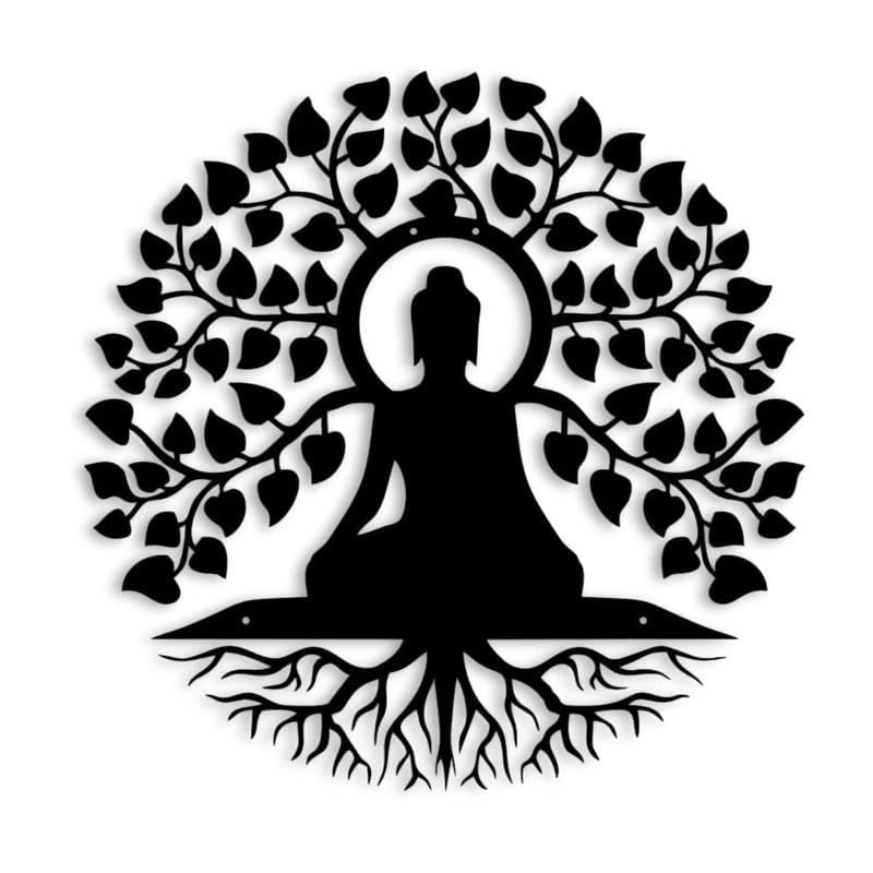 Buddha Meditating under Tree Laser Cut Wall Art =ArtyCraftz.com