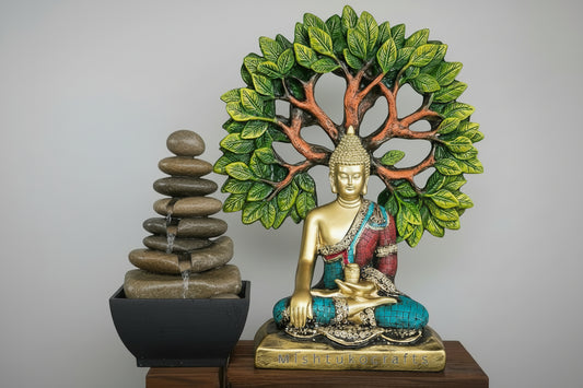 Buddha Under Tree Resin Showpiece Spiritual Table Decor-ArtyCraftz.com