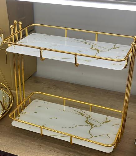 Buffet Server Organiser 3 Tier Cake Stand for Dining Table Cup Cake & Dessert Stand with 3 Shelves (Gold), Round, Stainless Steel