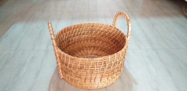 Cane round storage basket