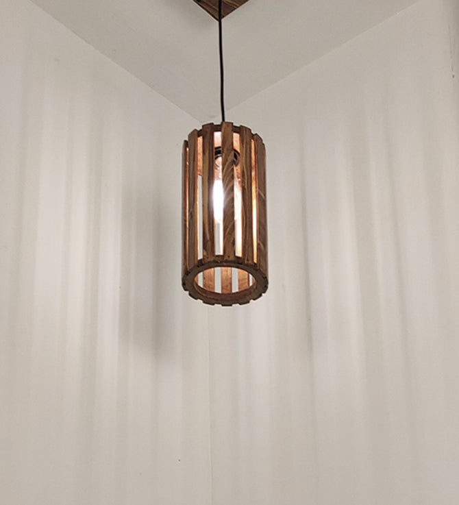 Casa Brown Wooden Single Hanging Lamp-ArtyCraftz.com