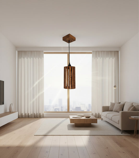 Casa Brown Wooden Single Hanging Lamp-ArtyCraftz.com