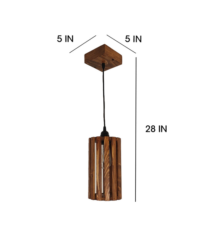 Casa Brown Wooden Single Hanging Lamp-ArtyCraftz.com
