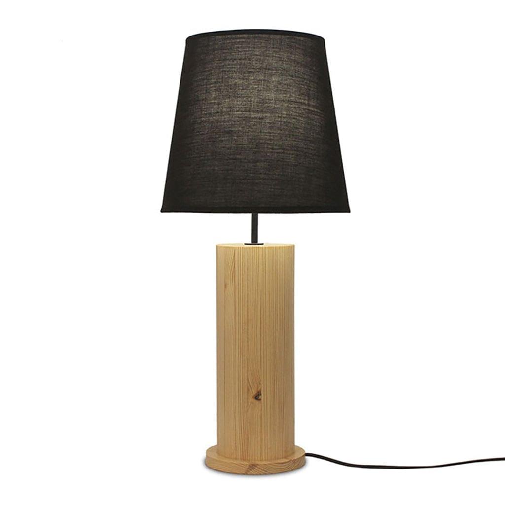 Cedar Beige Wooden Table Lamp with Black Fabric Lampshade - ArtyCraftz.com