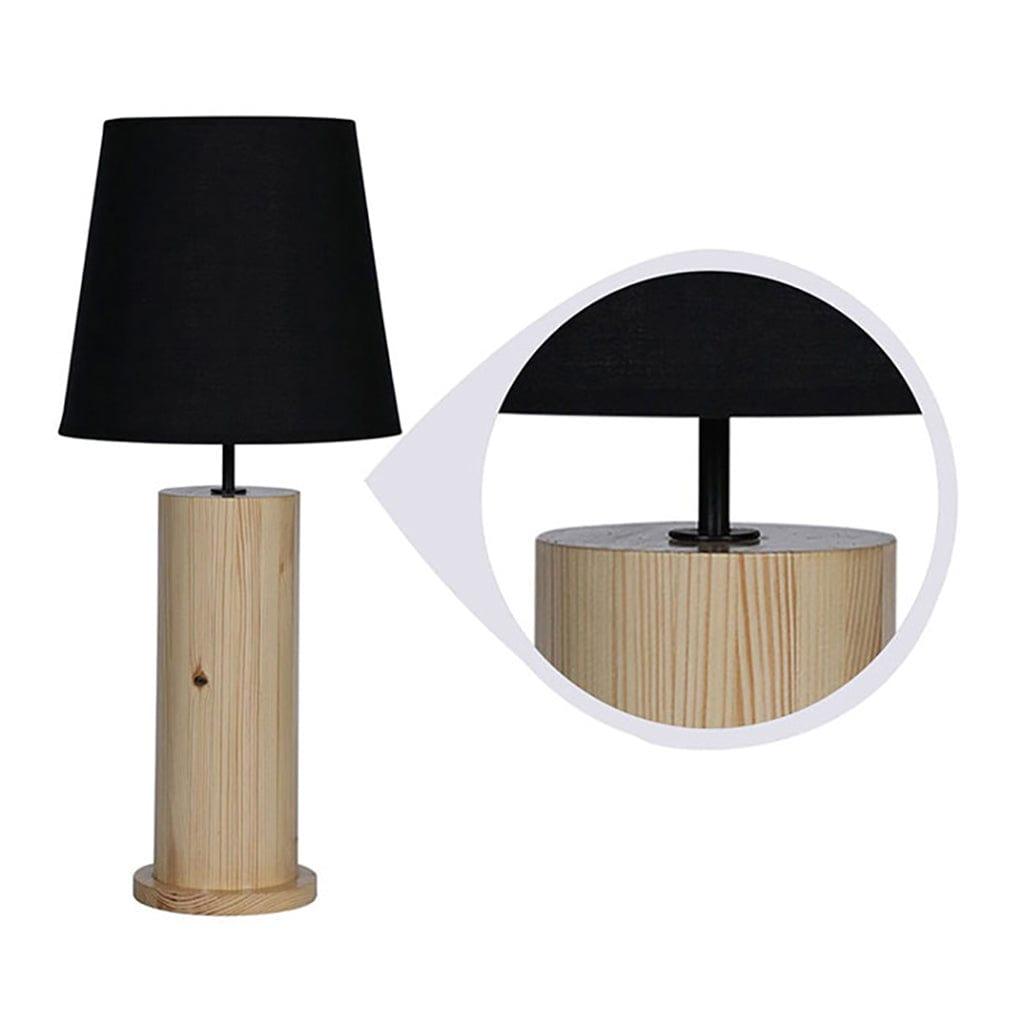 Cedar Beige Wooden Table Lamp with Black Fabric Lampshade - ArtyCraftz.com
