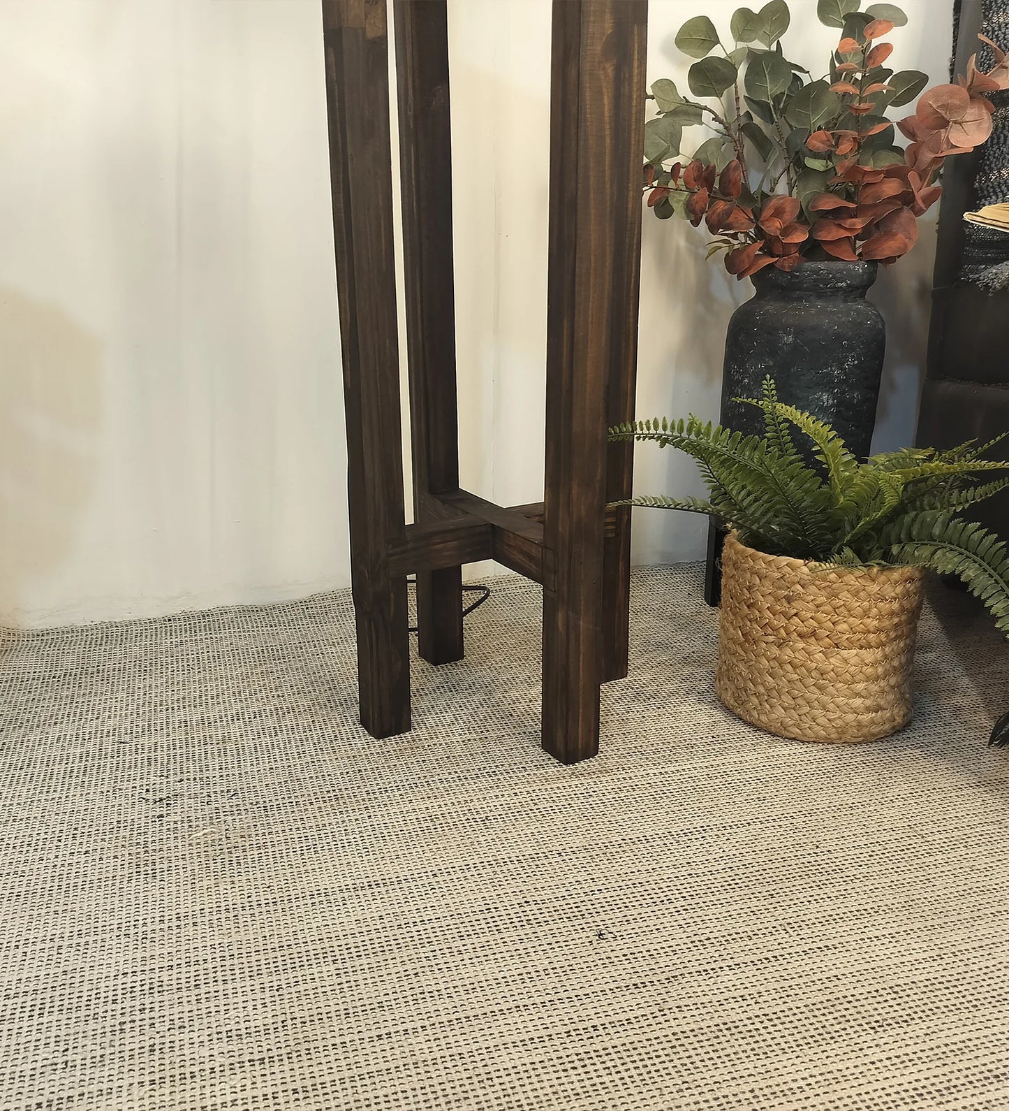 Centaur Wooden Floor Lamp with Beige Fabric Lampshade - ArtyCraftz.com