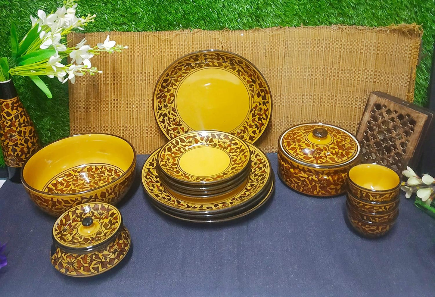 Ceramic Brown Sehra Combo Dinner Set-ArtyCraftz.com