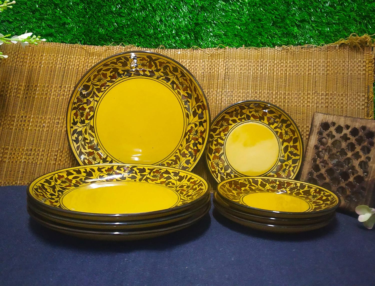Ceramic Brown Sehra Combo Dinner Set-ArtyCraftz.com