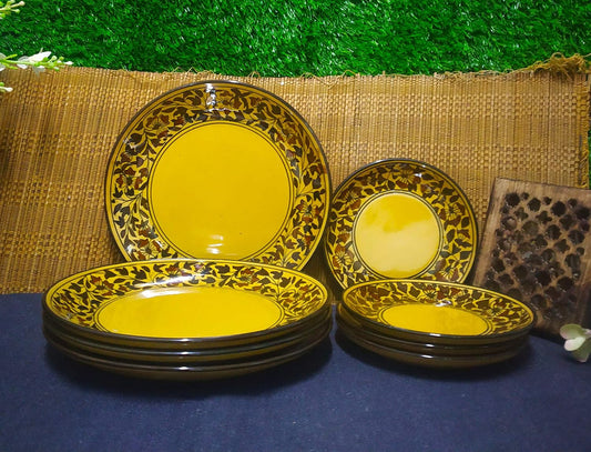 Ceramic Brown Sehra Combo Dinner Set-ArtyCraftz.com