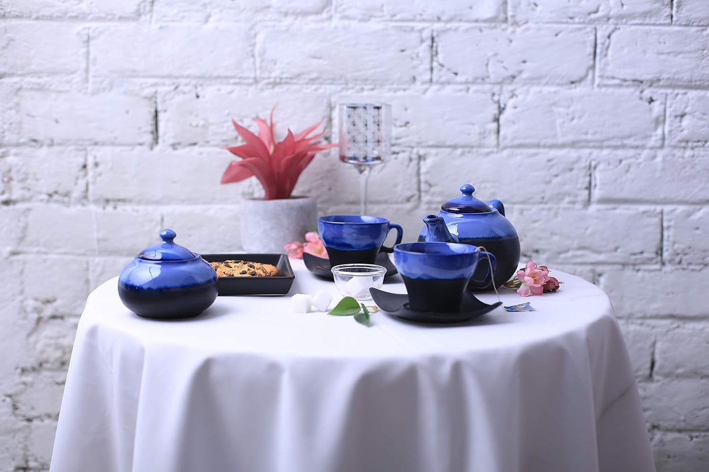 Ceramic Handmade Blue & Black Studio Tea Pot Set of 7-
ArtyCraftz.com